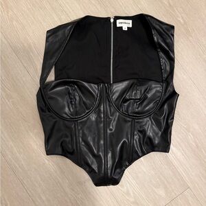 Superdown Sleek Black Leather Bustier